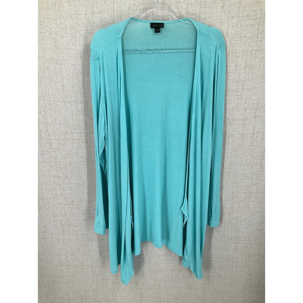 J. Jill Cardigan Women L Blue Wearever Open Front Draped Lightweight Knit Travel